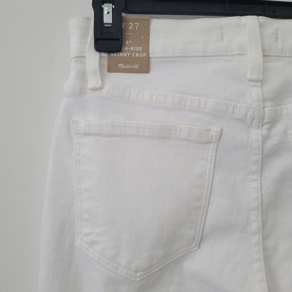 Madewell 9" High-Rise Skinny Crop Jeans in Pure White  Knee-Rip Edition Size 27 - Picture 13 of 16